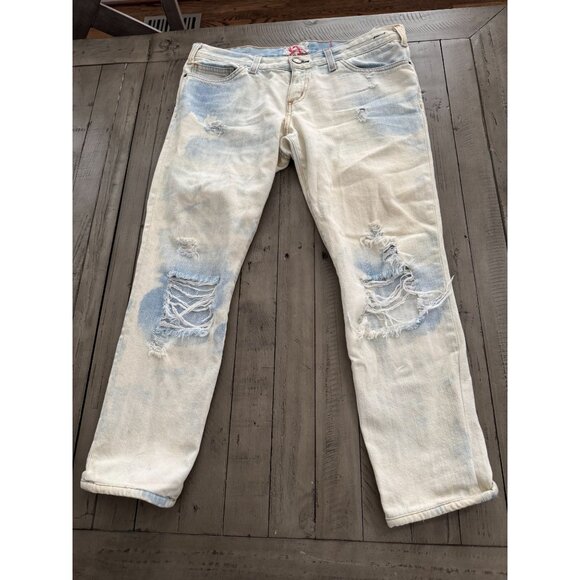Current/Elliott The Skinny Jeans Cloud Wash Destroy Tie Dye Size 30 - Picture 1 of 3